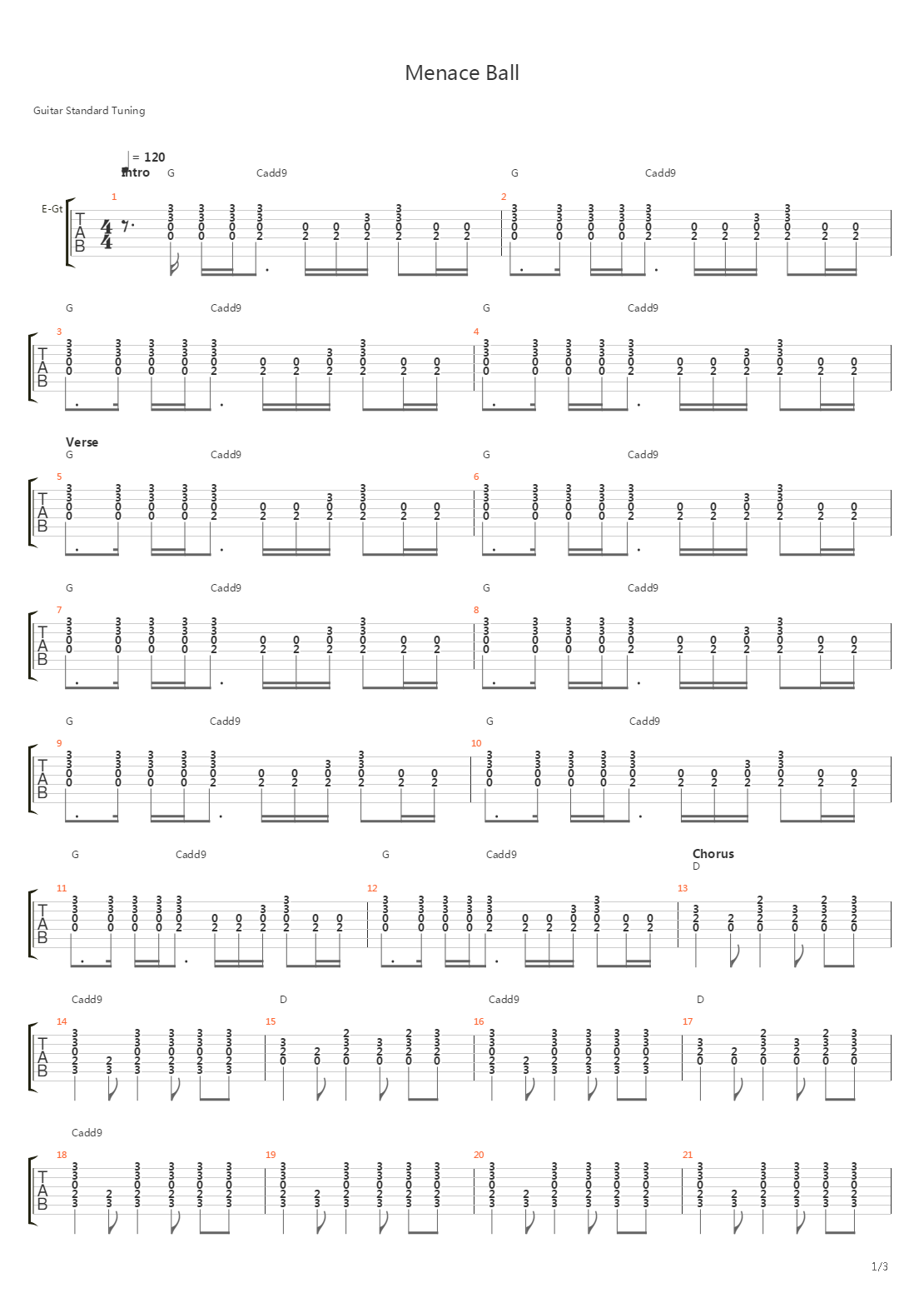 Menace Ball吉他谱