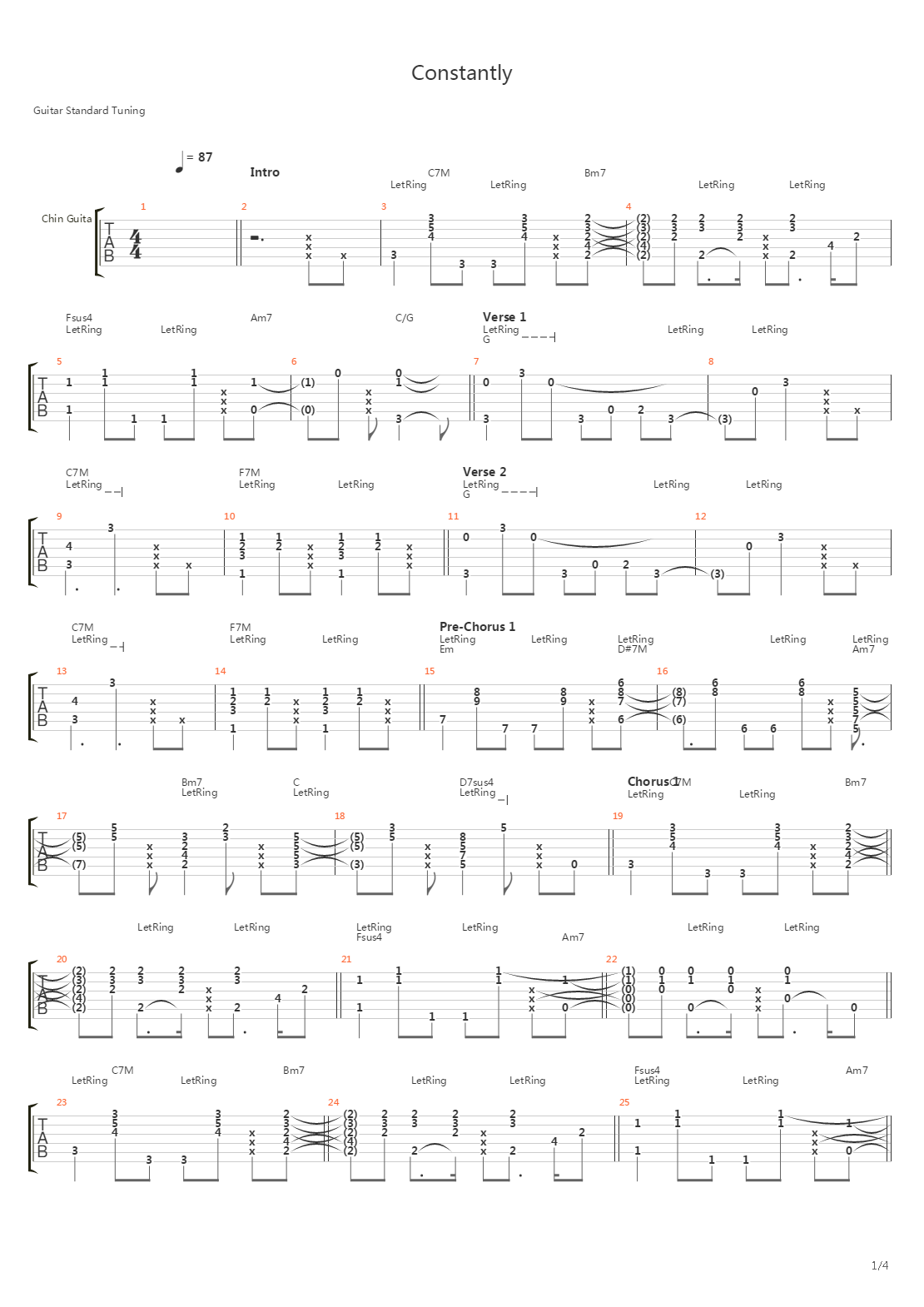 Constantly吉他谱