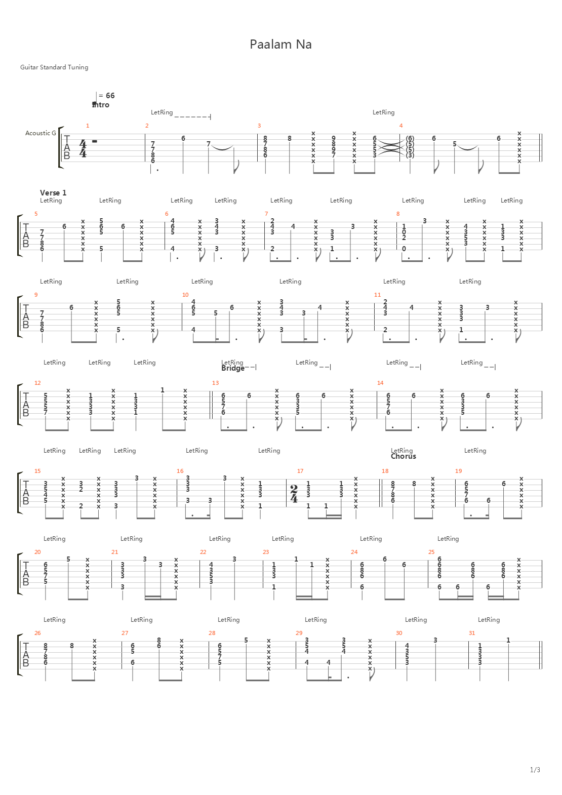 Paalam Na吉他谱