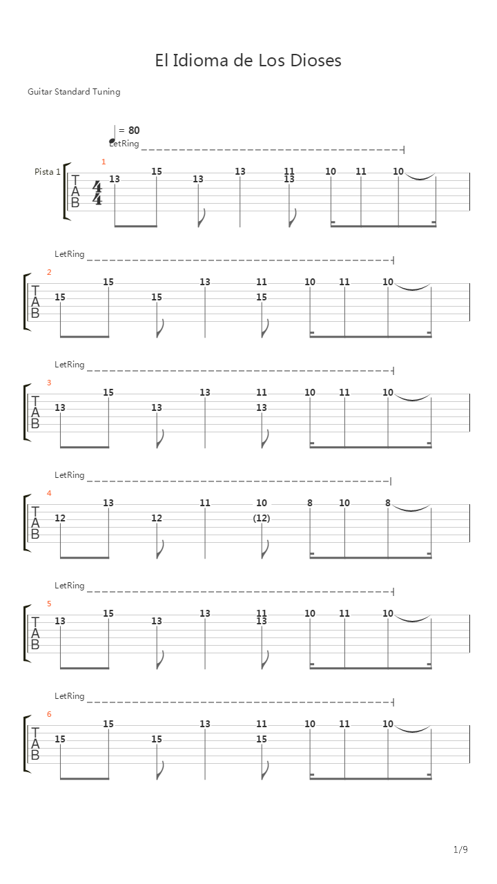 El Idioma De Los Dioses吉他谱