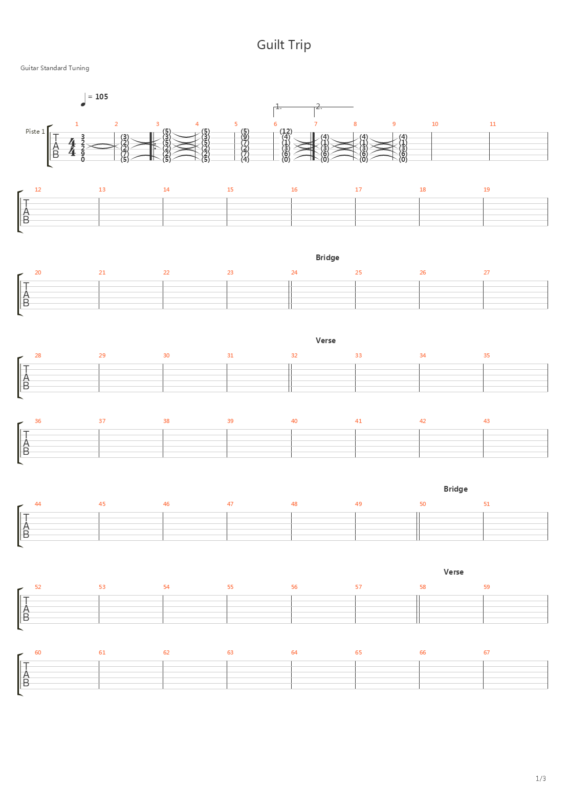 Guilt Trip吉他谱