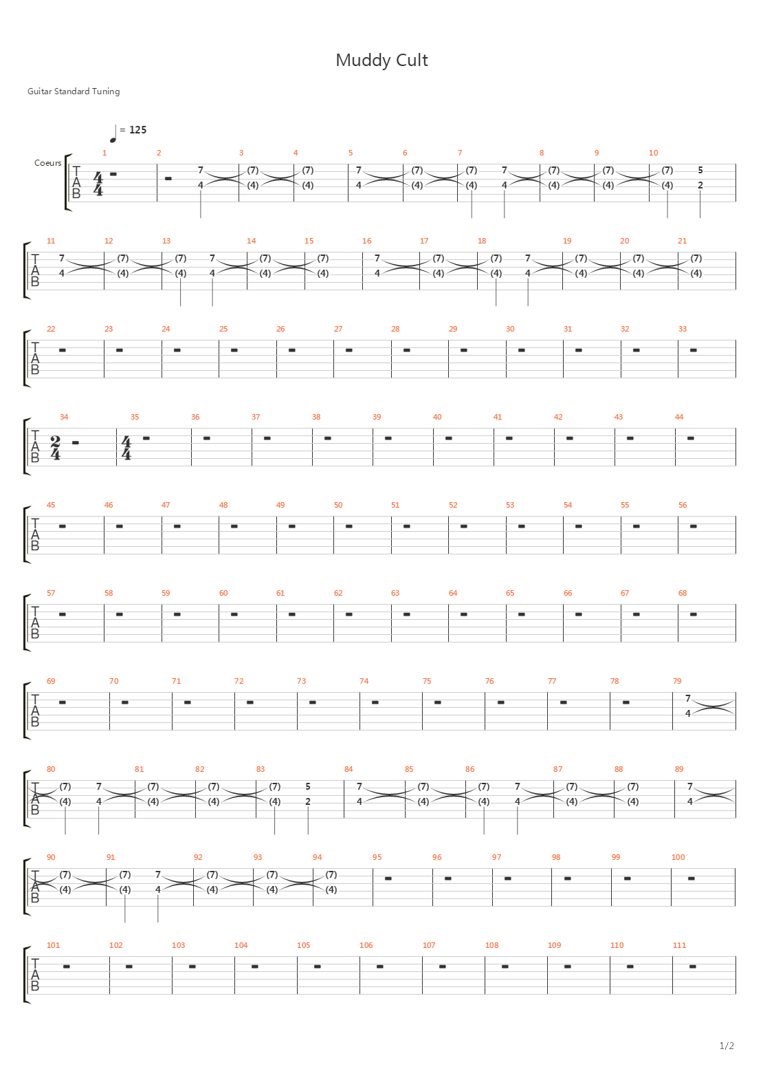 Muddy Cult吉他谱