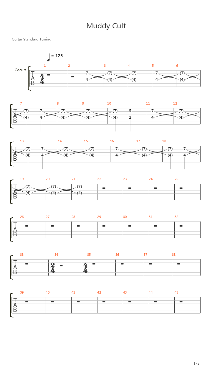 Muddy Cult吉他谱