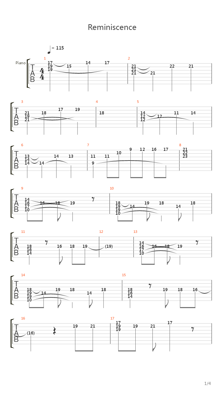 Reminiscence吉他谱