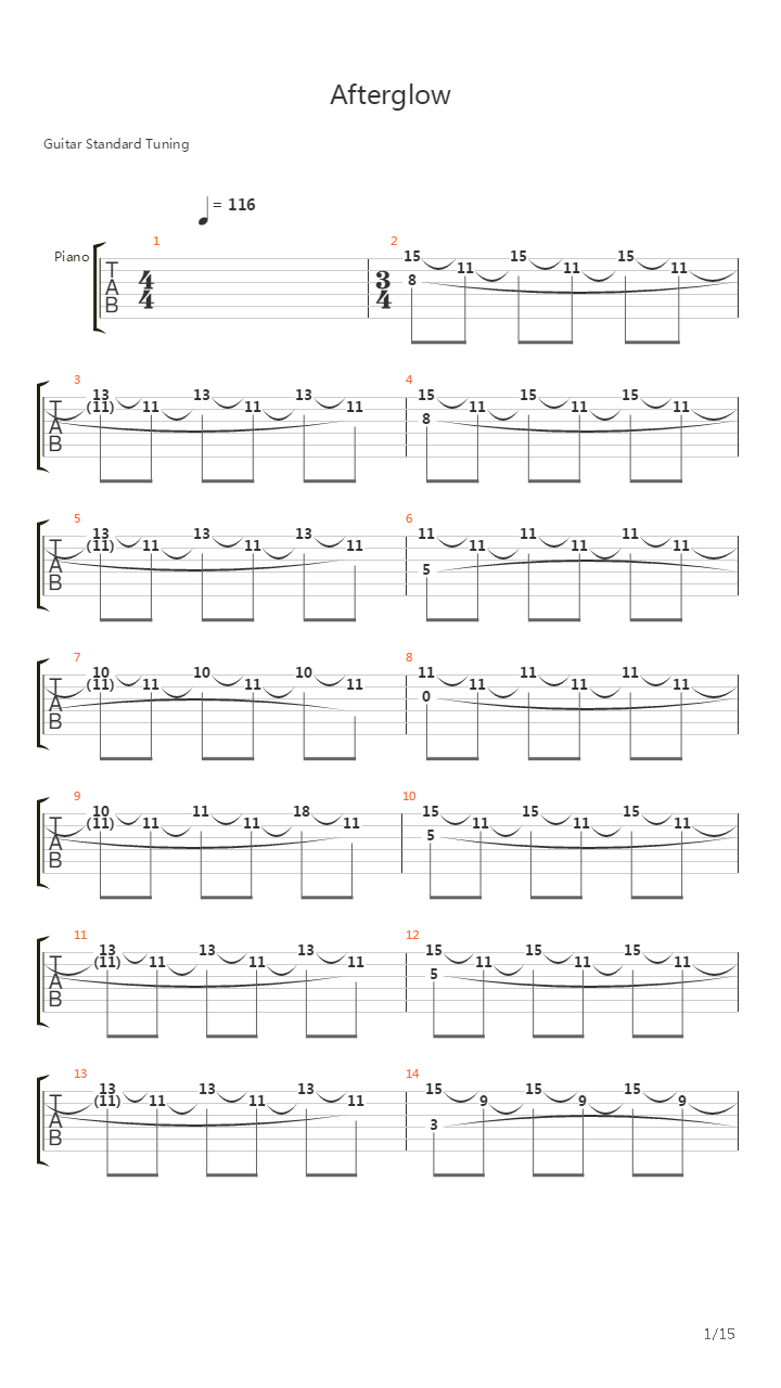 Afterglow吉他谱