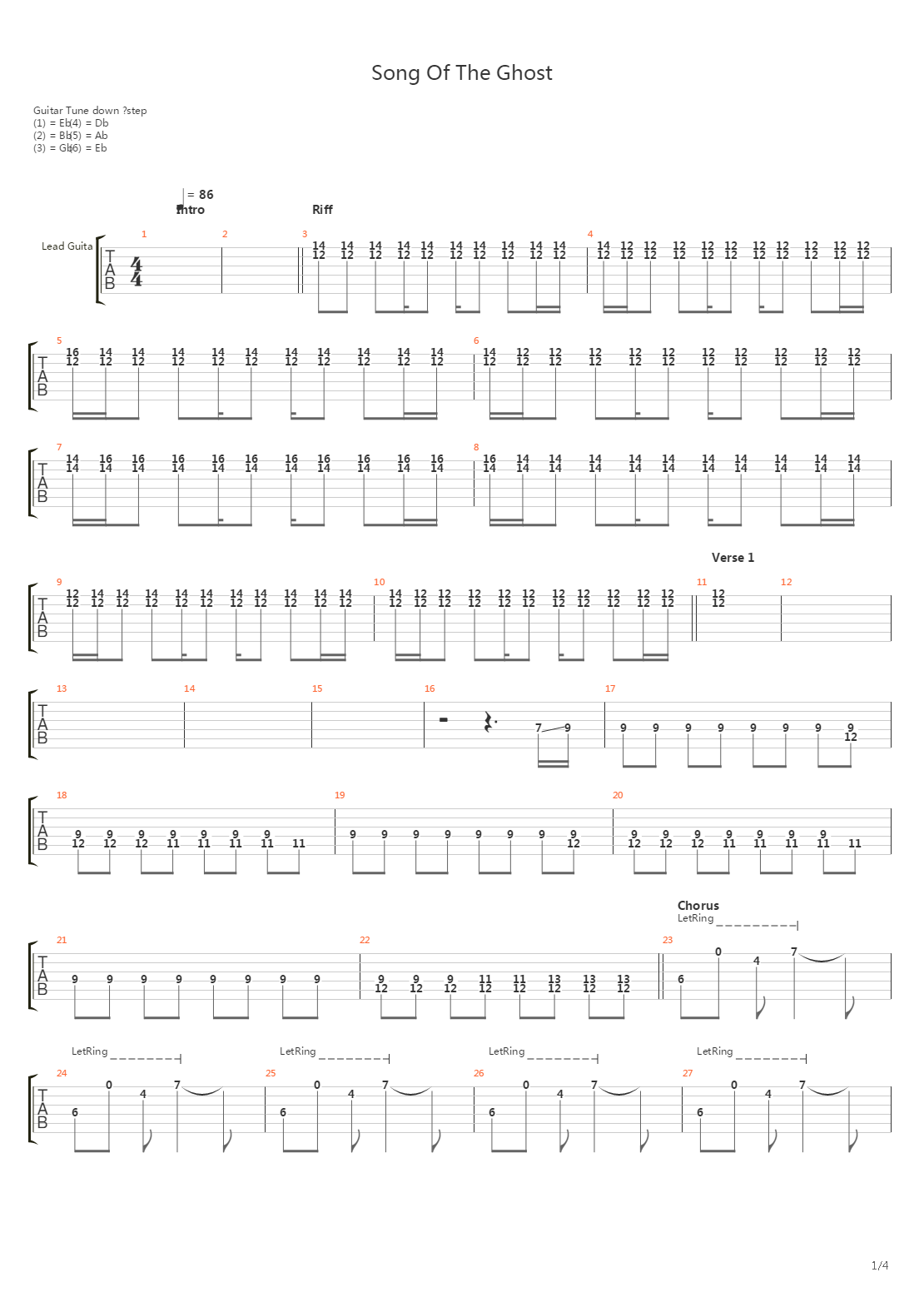 Song Of The Ghost吉他谱