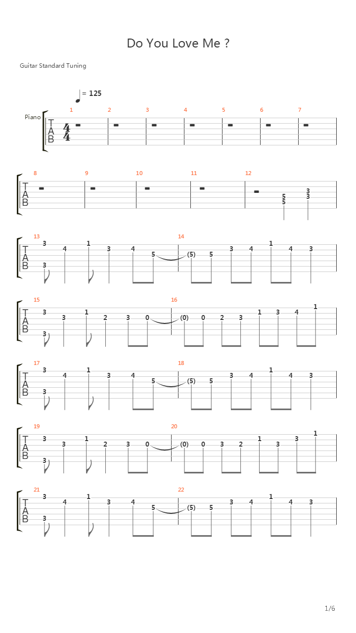 Do You Love Me吉他谱