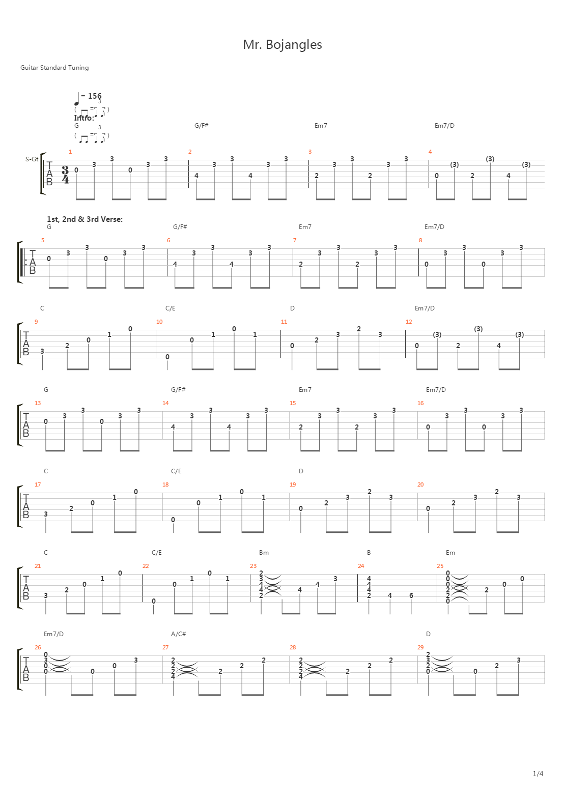 Mr Bojangles吉他谱