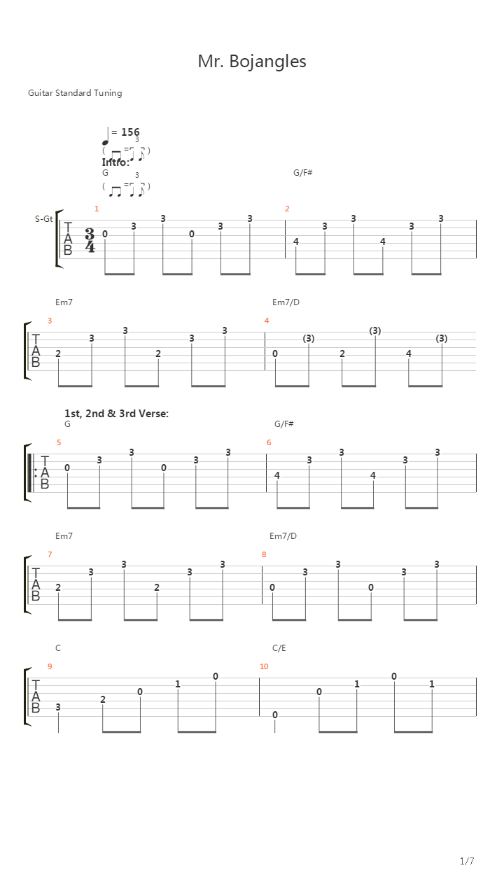 Mr Bojangles吉他谱