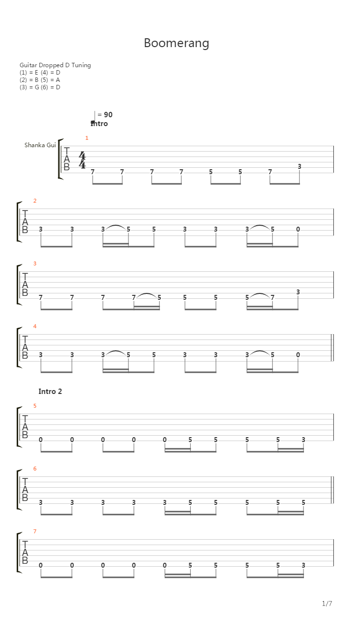 Boomerang吉他谱
