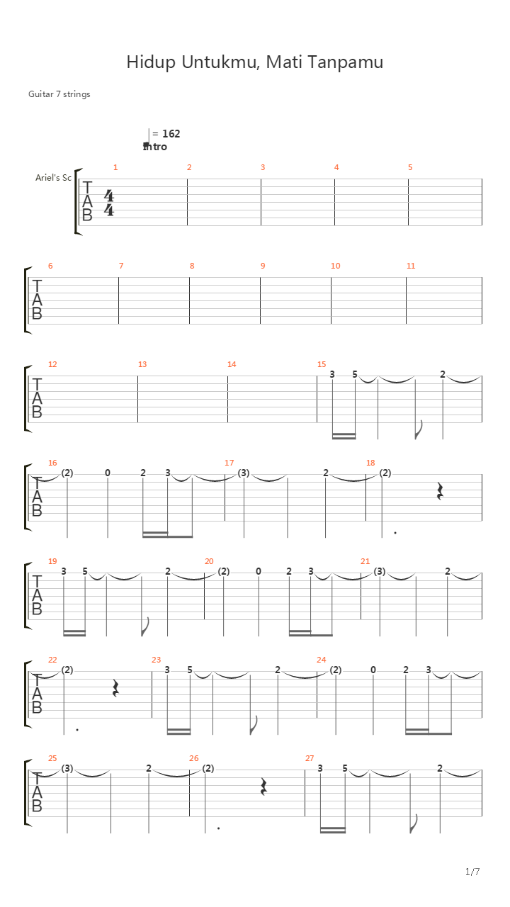 Hidup Untukmu Mati Tanpamu吉他谱