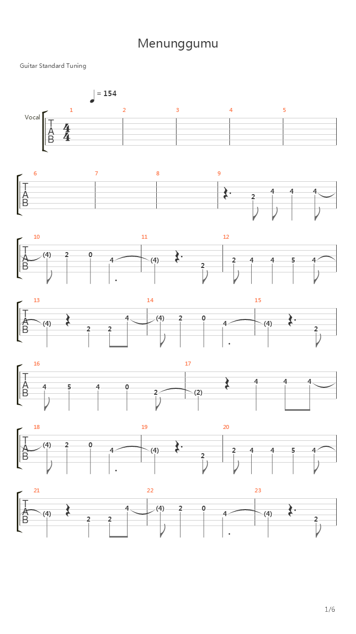 Menunggumu吉他谱