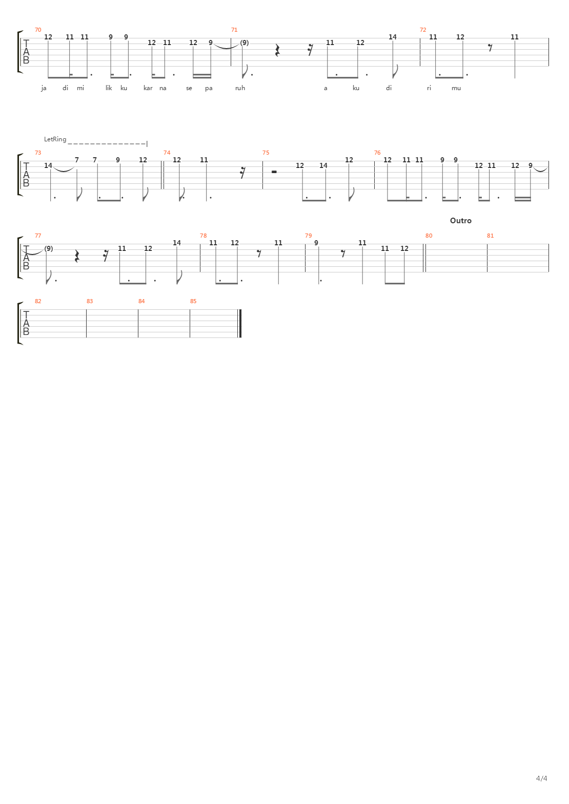 Separuh Aku吉他谱
