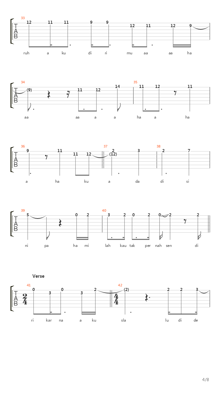 Separuh Aku吉他谱