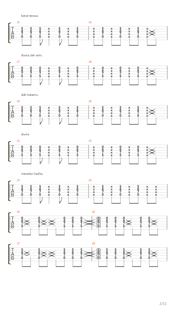 Terbangun Sendiri Acoustic吉他谱