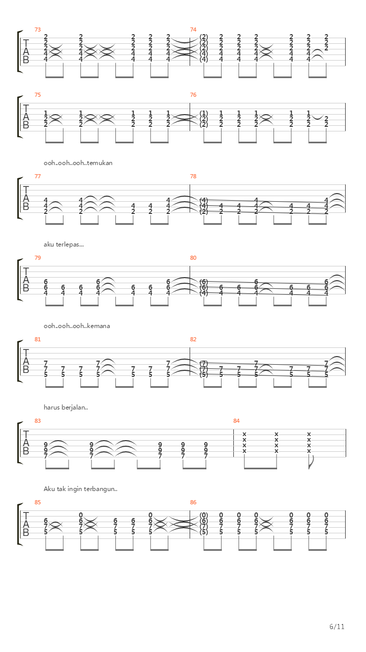 Terbangun Sendiri Acoustic吉他谱