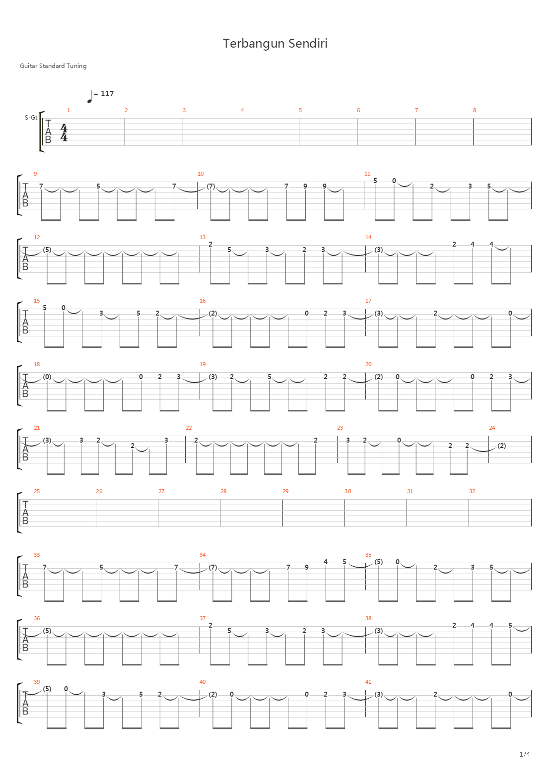 Terbangun Sendiri吉他谱