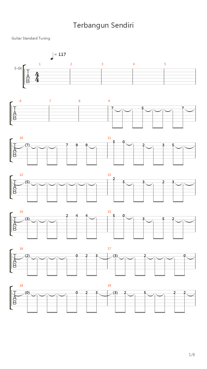 Terbangun Sendiri吉他谱