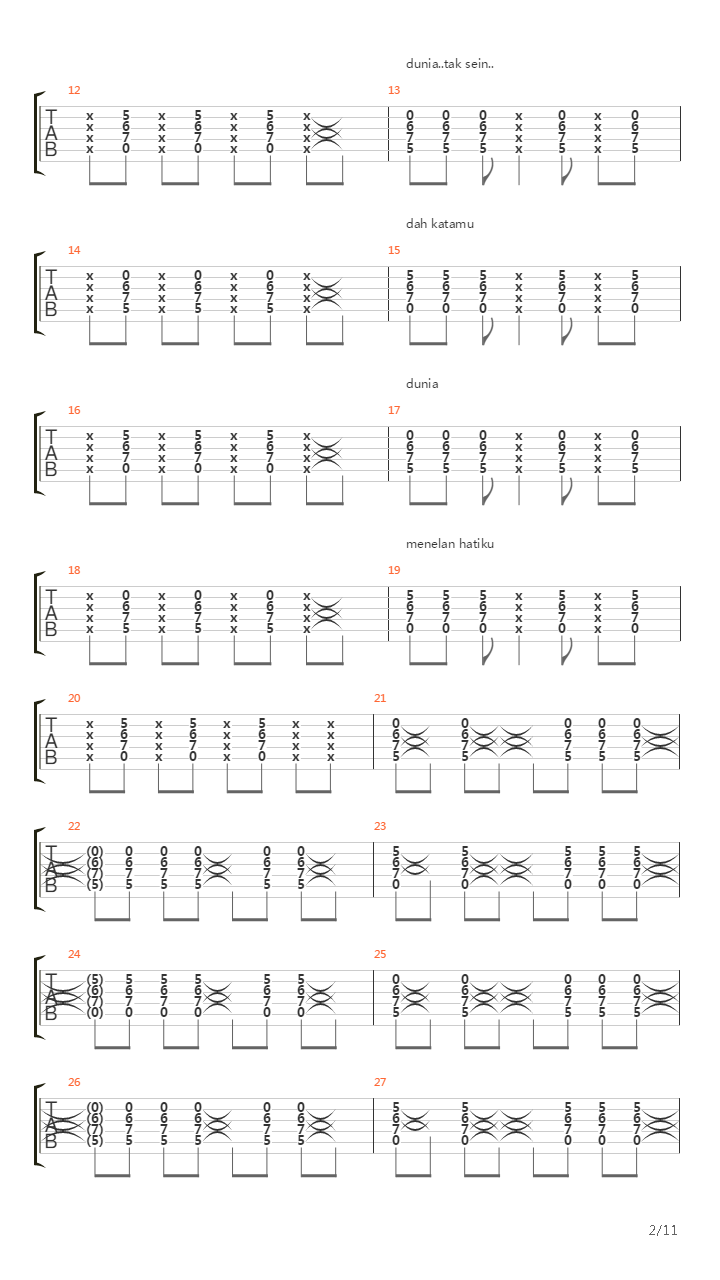 Terbangun Sendiri吉他谱