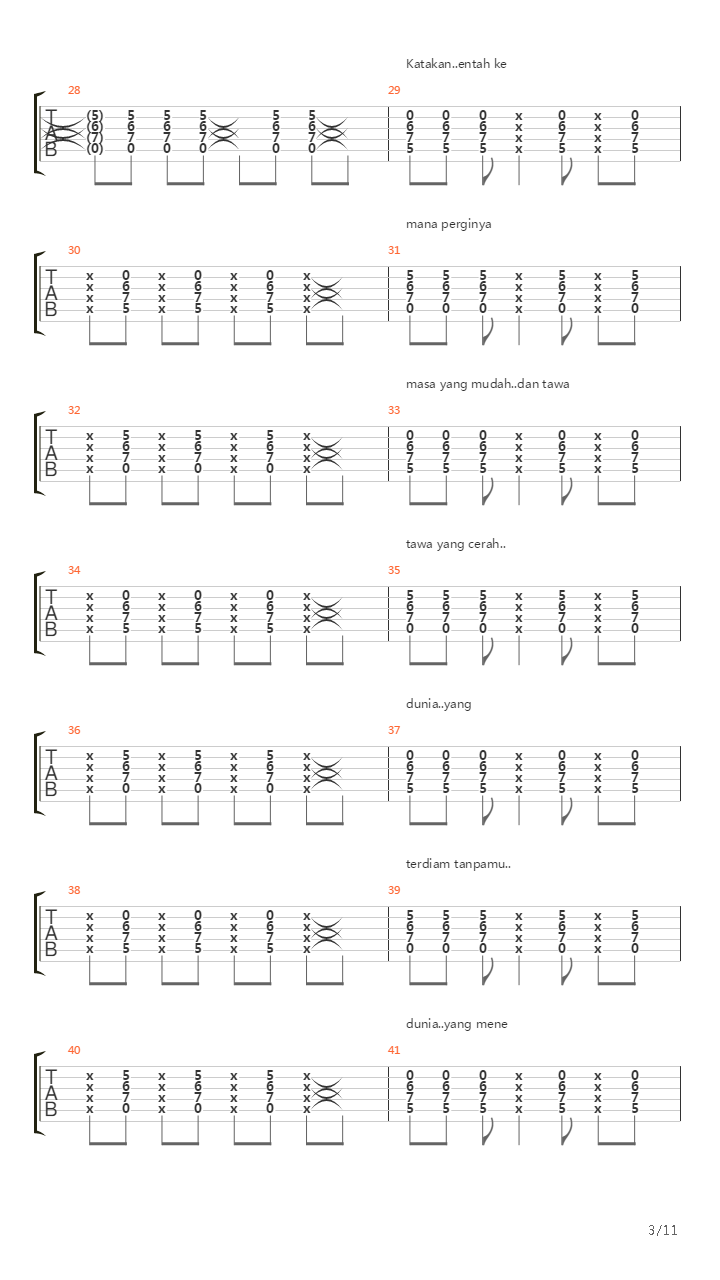 Terbangun Sendiri吉他谱