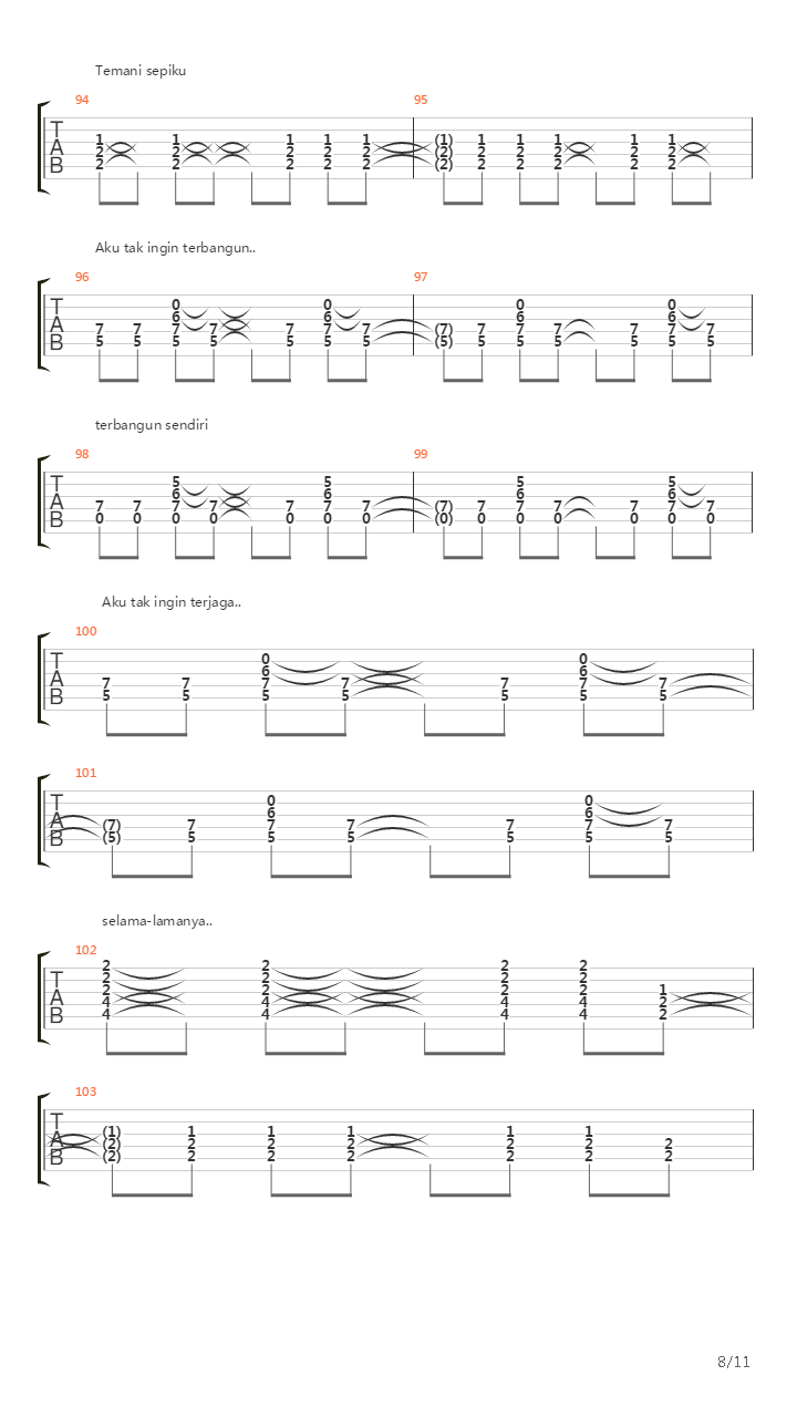 Terbangun Sendiri吉他谱