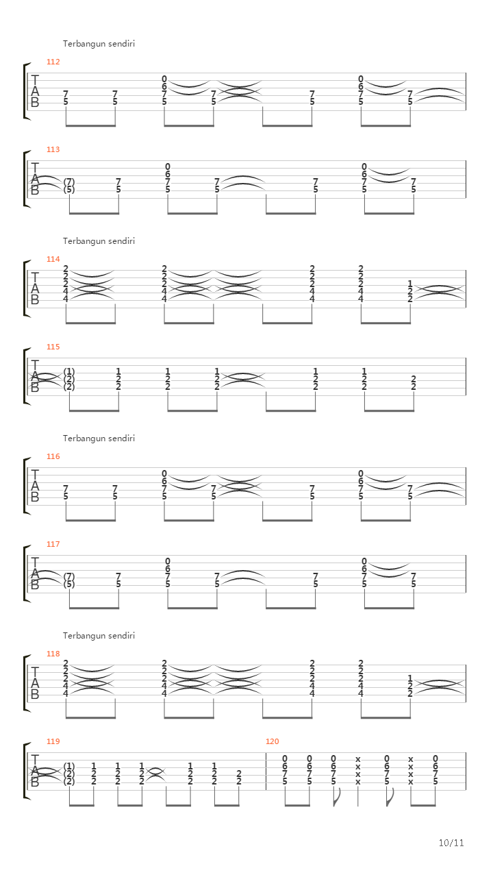 Terbangun Sendiri吉他谱