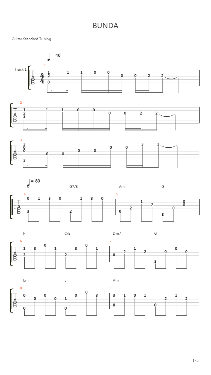 Bunda吉他谱