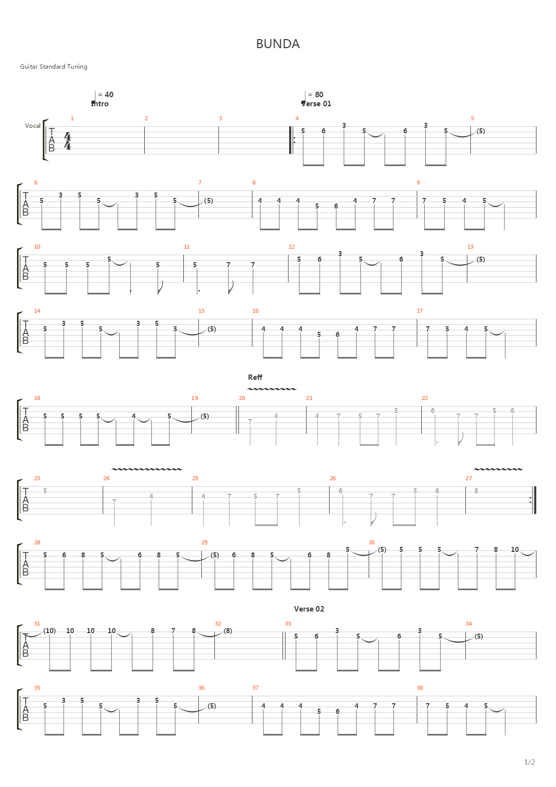 Bunda吉他谱