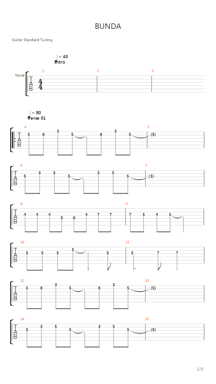 Bunda吉他谱