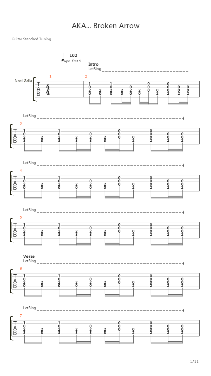 Aka Broken Arrow吉他谱