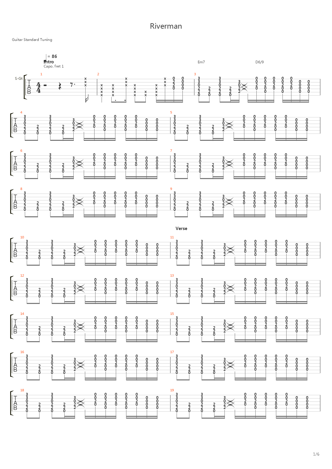 Riverman吉他谱