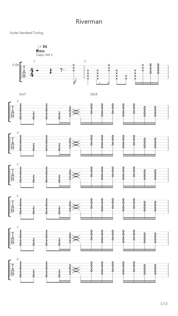 Riverman吉他谱