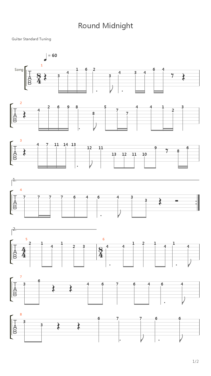 Round Midnight吉他谱