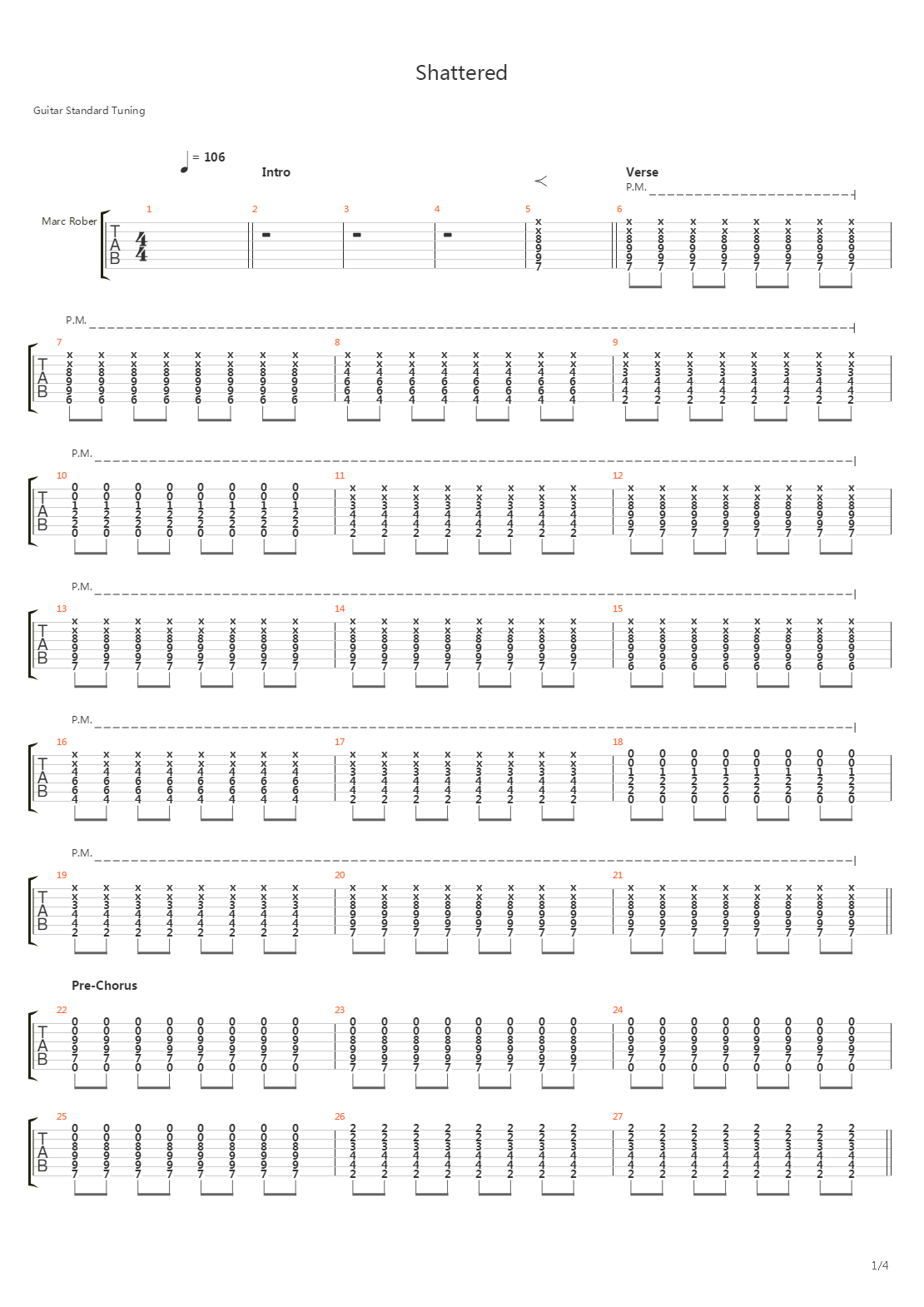 Shattered吉他谱
