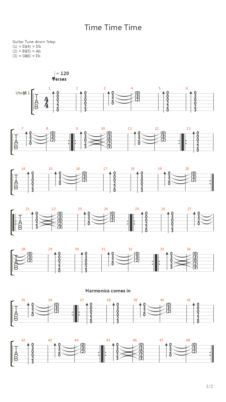 Time Time Time吉他谱
