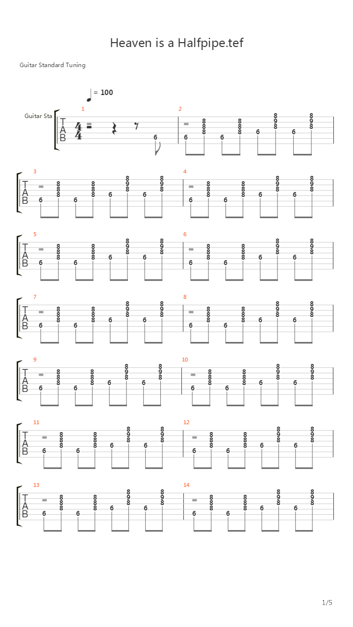 Heaven Is A Halfpipe吉他谱