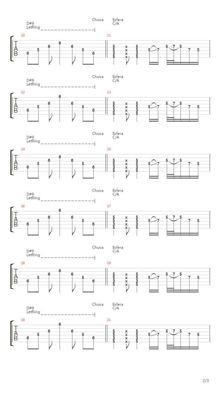 Chuva吉他谱
