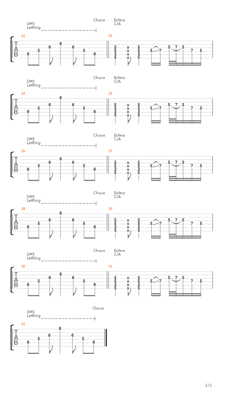 Chuva吉他谱