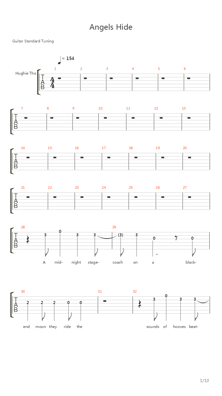 Angels Hide吉他谱