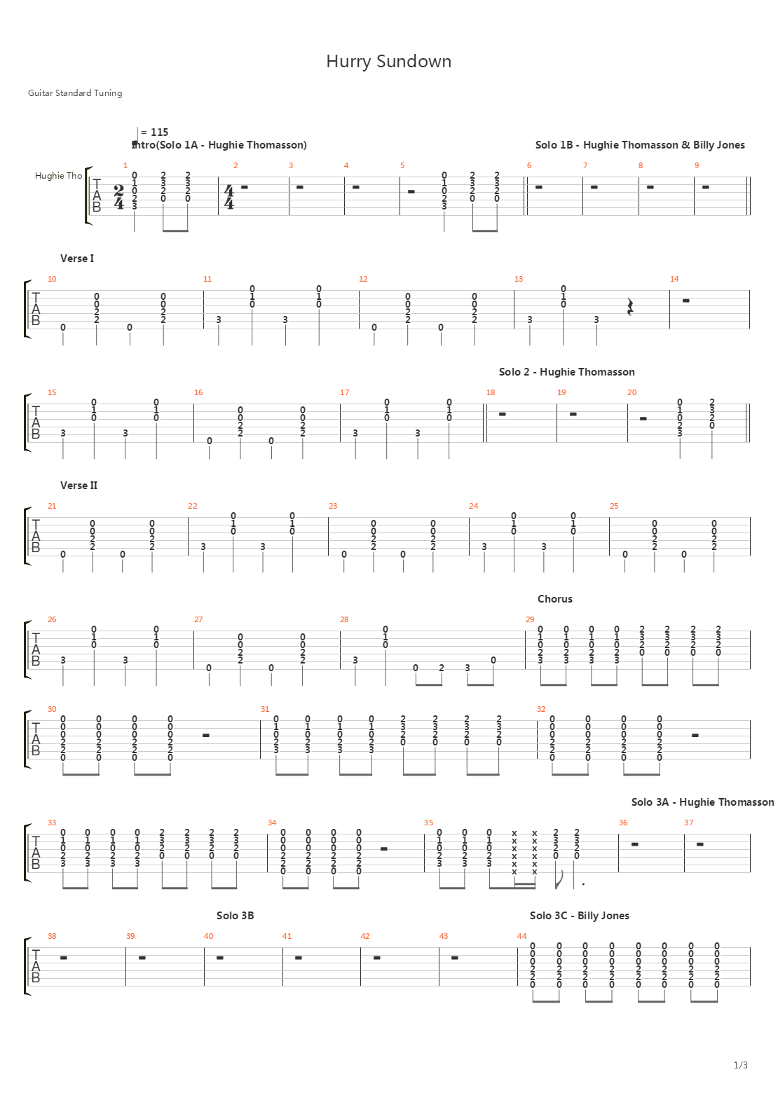 Hurry Sundown吉他谱