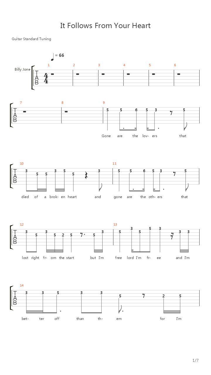 It Follows From Your Heart吉他谱