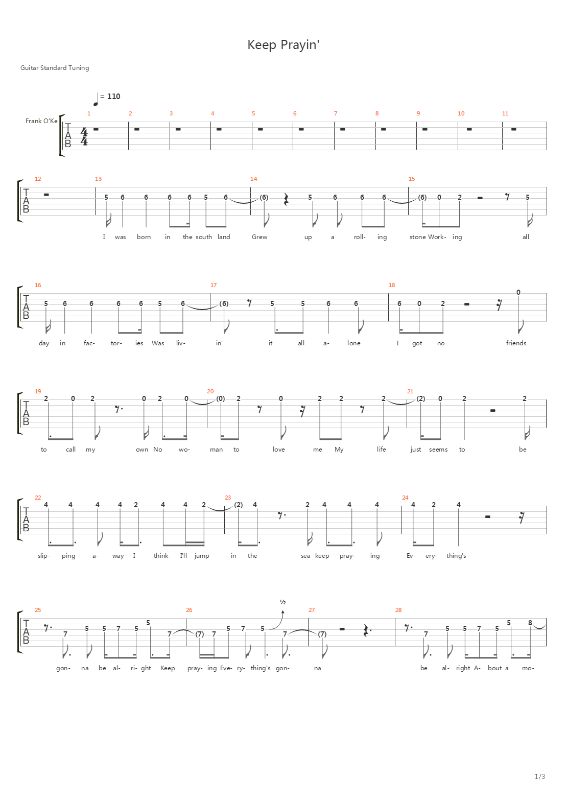 Keep Praying吉他谱