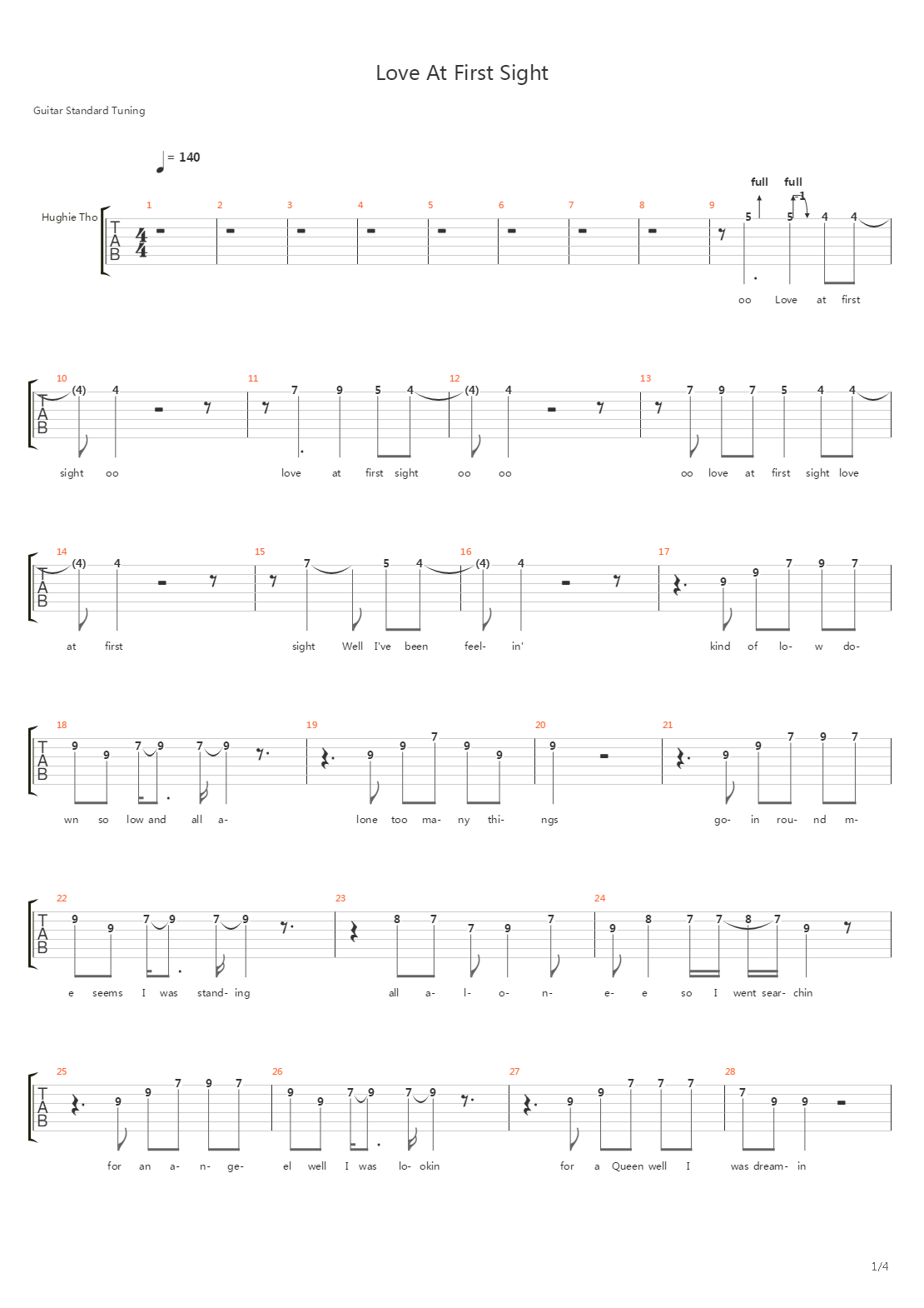 Love At First Sight吉他谱