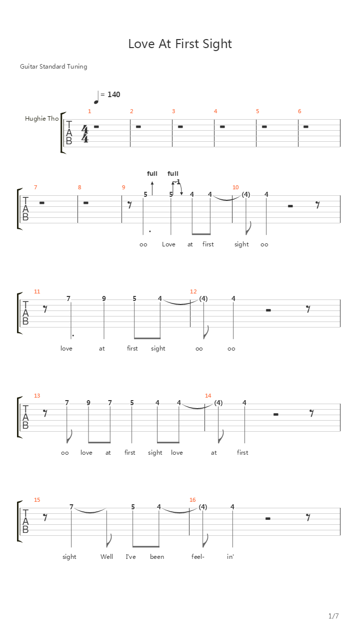 Love At First Sight吉他谱