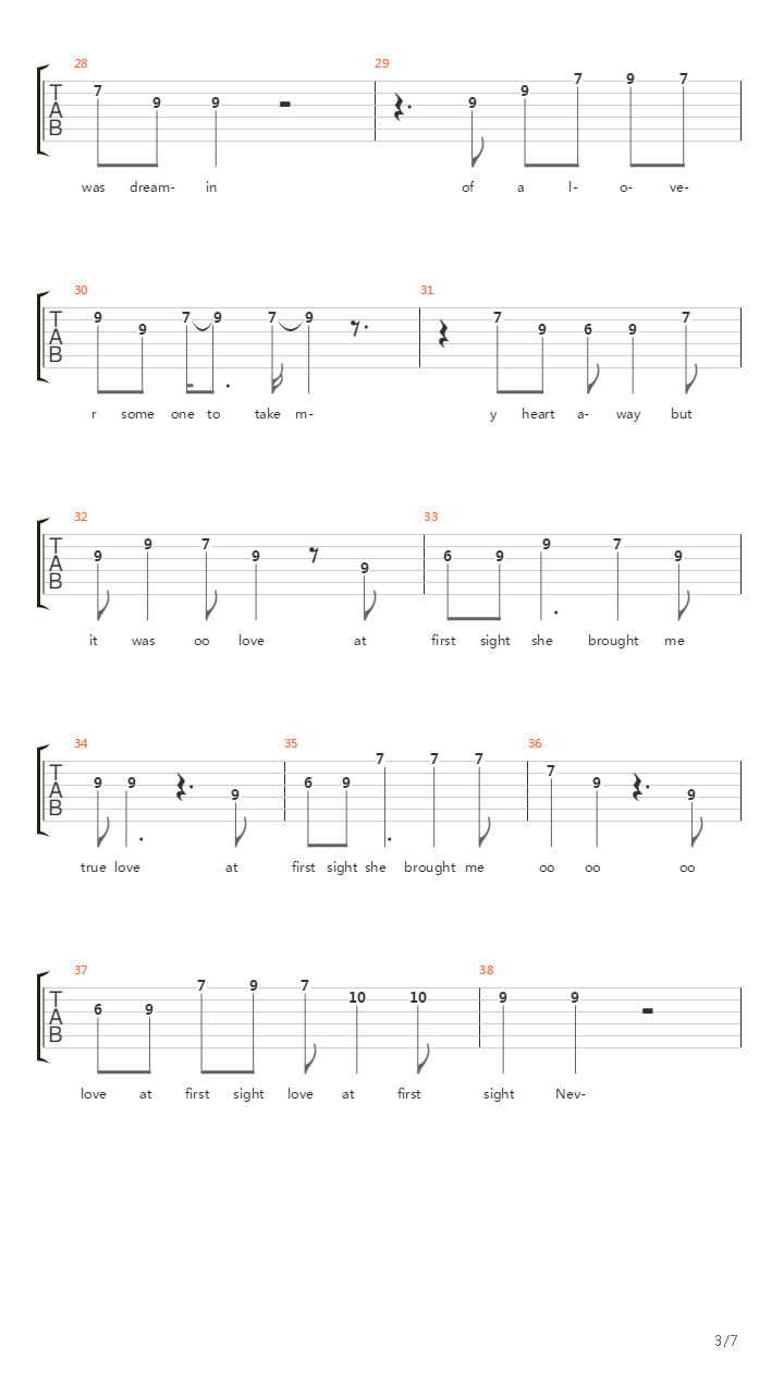 Love At First Sight吉他谱
