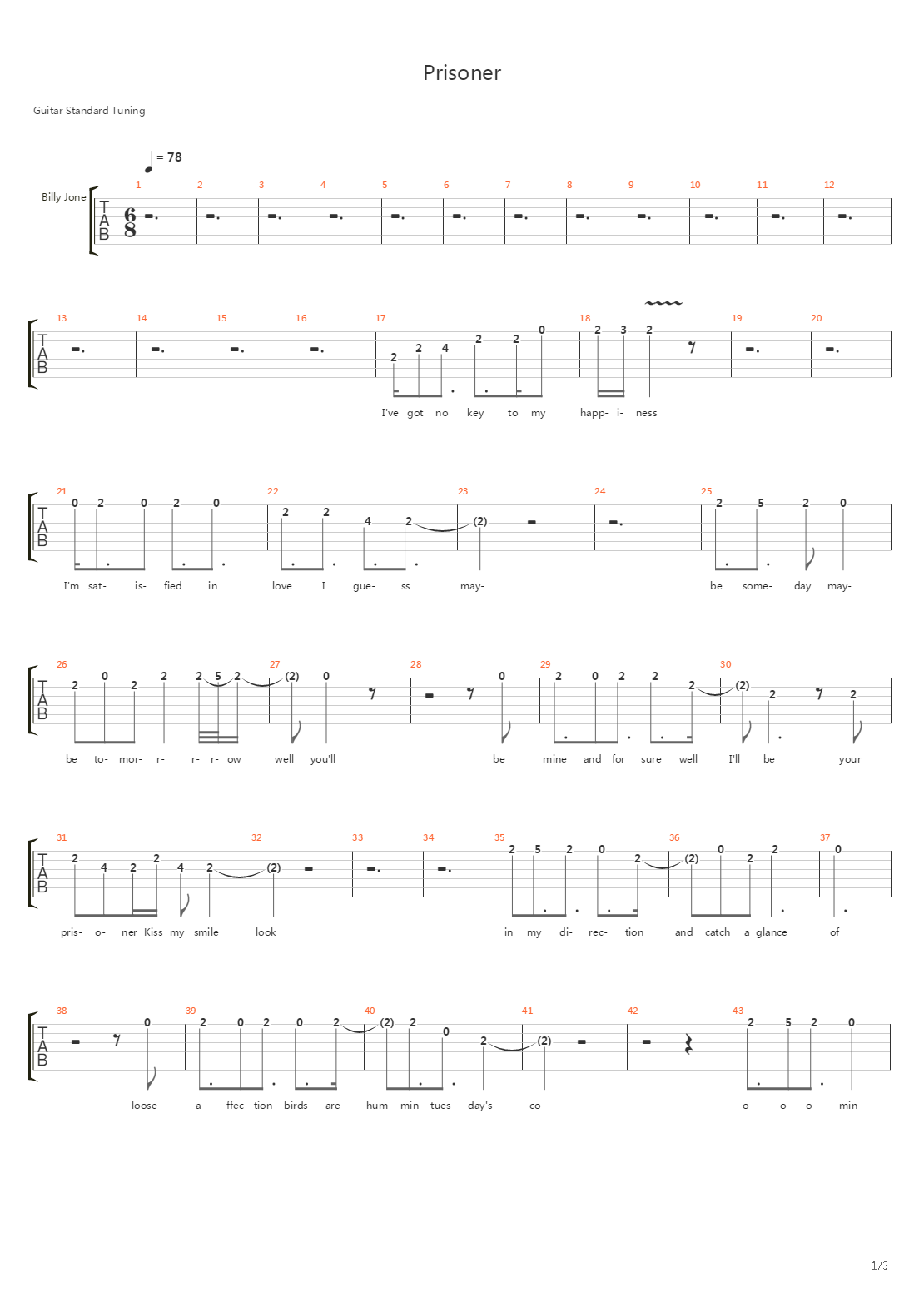 Prisoner吉他谱