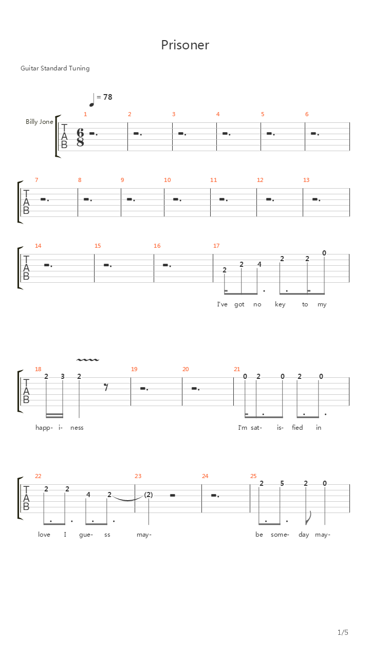 Prisoner吉他谱