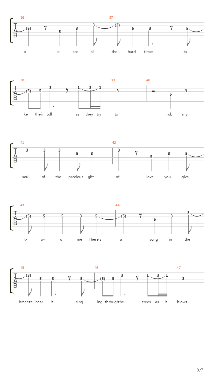 Song In The Breeze吉他谱