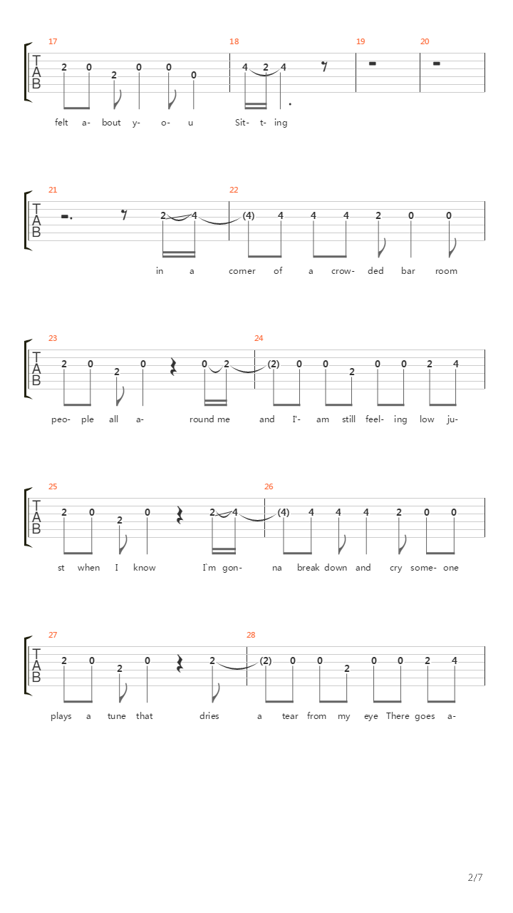 There Goes Another Love Song吉他谱