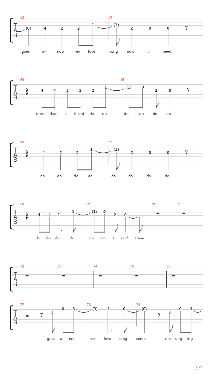There Goes Another Love Song吉他谱